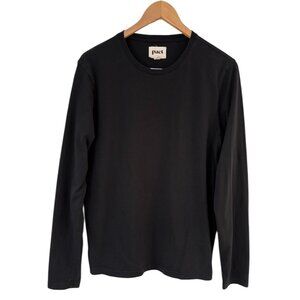 Pact Mens Crew Neck Long Sleeve Organic Cotton T Shirt Black Sz M Minimalist